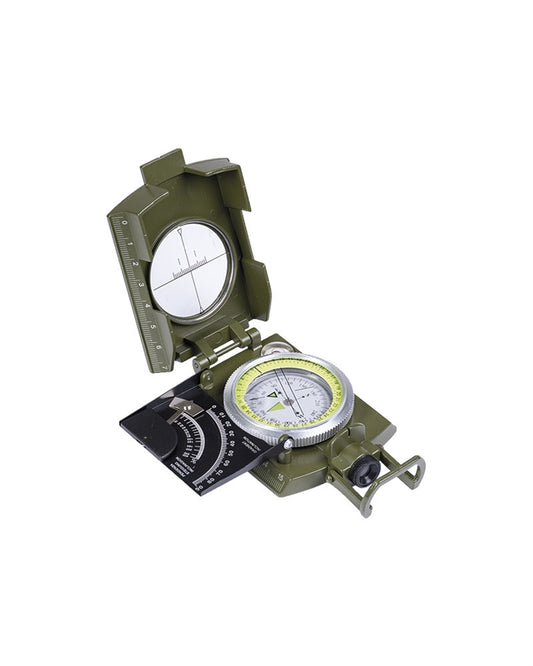 Busolă Italiană Mil-Tec din Metal – Clinometru, Scală 1:25.000, Oliv