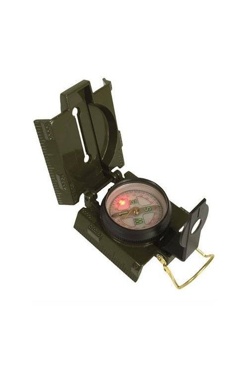 Busolă Mil-Tec Ranger cu LED – Aluminiu, Cadran Luminos, Oliv
