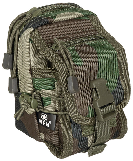 Buzunar MOLLE Multifuncțional Woodland MFH - Fermoar dublu, Prindere MOLLE
