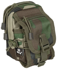 Buzunar MOLLE Multifuncțional Woodland MFH - Fermoar dublu, Prindere MOLLE