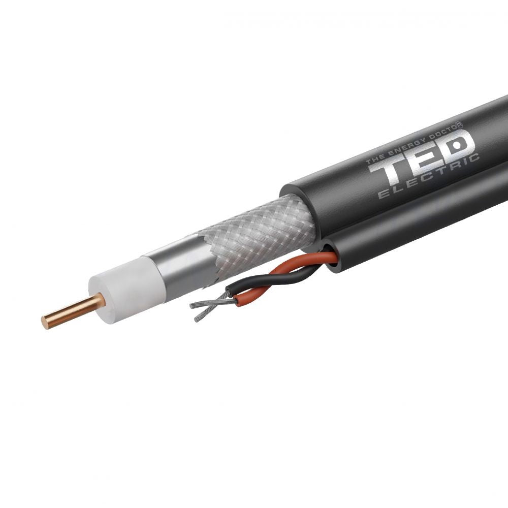 Cablu Coaxial RG6 CCS CCA 305m TED - Semnal TV/Sat HD, Fiabil - 2