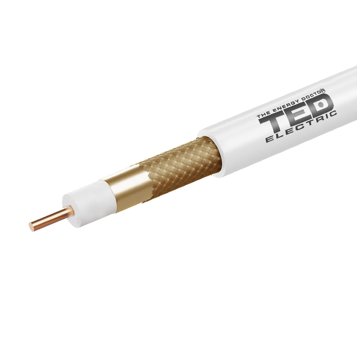Cablu Coaxial RG6 CU Tresa CCA, Rola 100m TED - Semnal Clar - 2