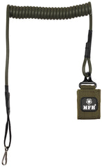 Cablu de Siguranță Cablu Spiralat Pistol Oliv MFH - 60-130cm, Prindere Curea