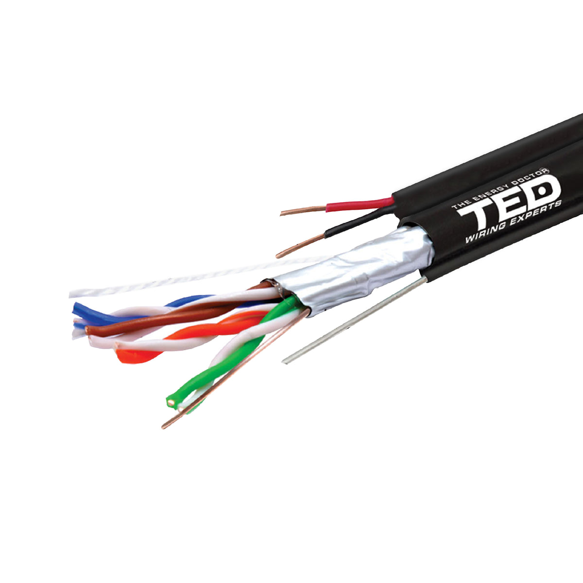 Cablu FTP Cat. 5e cu Sufa + Alimentare TED - 305m, Cuprul, CCA - 2