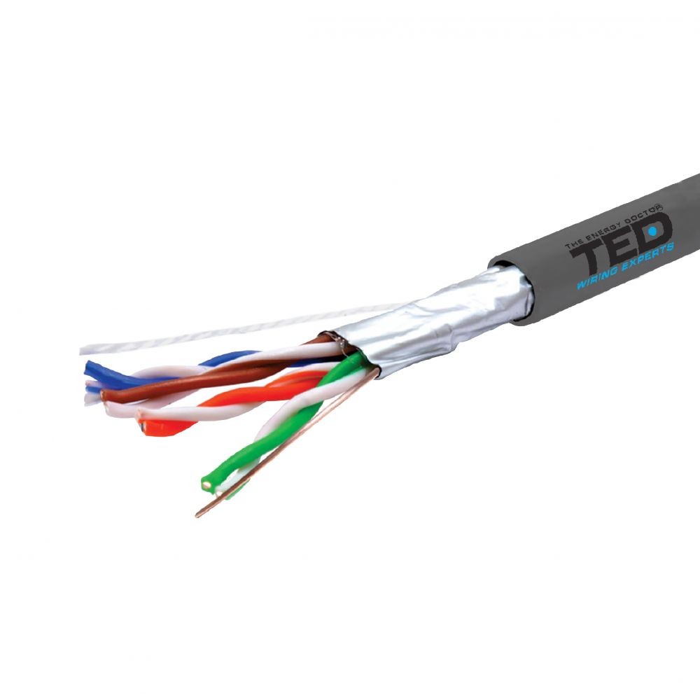 Cablu FTP Cat.5e CUPRU 0.52mm TED - Fluke Pass, Rola 305m - 2