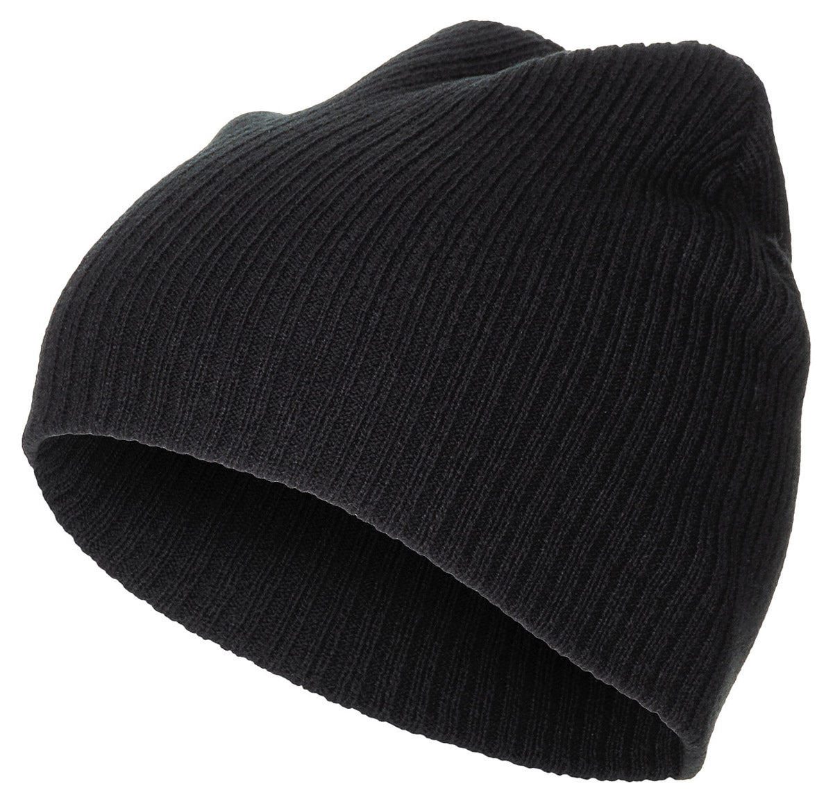 Căciulă Beanie "Extra Scurt" Rib Negru FoxOutdoor - 100% Acril, Strat Dublu