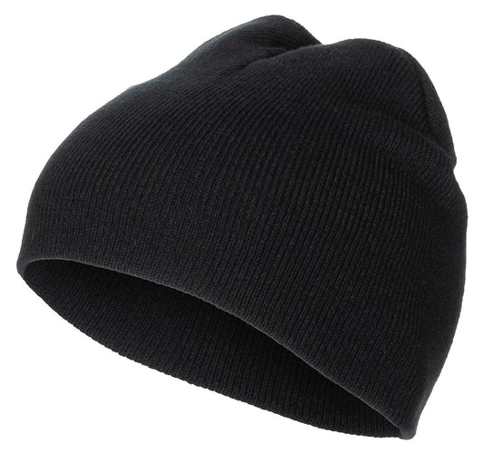 Căciulă Beanie Scurtă Tricotată Fin Negru FoxOutdoor - Strat Dublu, 100% Acril
