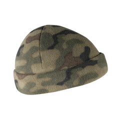 Căciulă Docker Helikon-Tex călduroasă din Fleece camuflaj PL Woodland