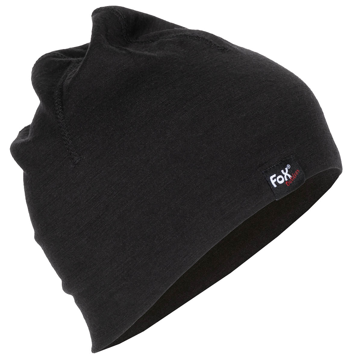 Căciulă Merino Lite Negru FoxOutdoor - Lână Merino, 160 g/m²