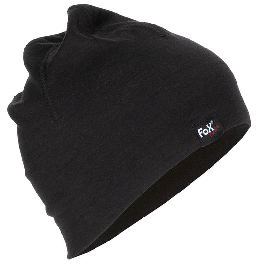Căciulă Merino Lite Negru FoxOutdoor - Lână Merino, 160 g/m²