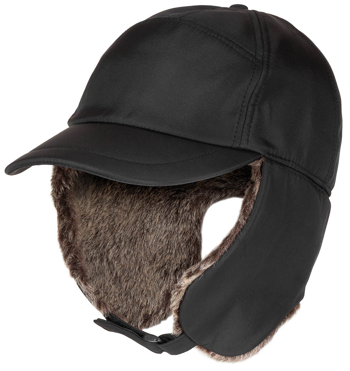 Căciulă Trapper Negru FoxOutdoor - 100% Poliester, Interior Fleece