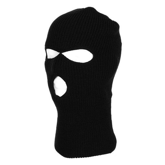 Cagulă 3-Orificii Lână Negru - Protecție Termică Extremă