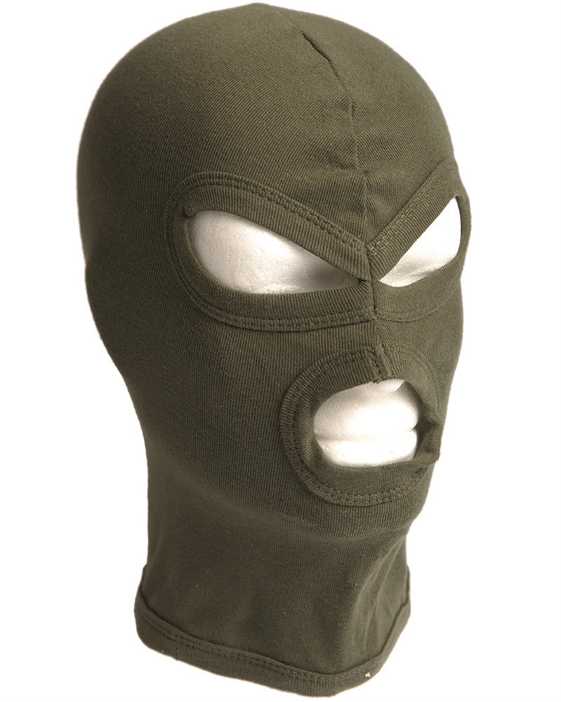 Cagulă cu 3 Găuri Mil-Tec – 100% Bumbac, Tricot Fin Ripat, Oliv