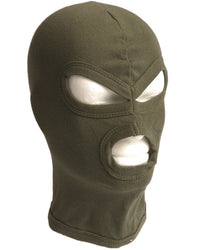 Cagulă cu 3 Găuri Mil-Tec – 100% Bumbac, Tricot Fin Ripat, Oliv
