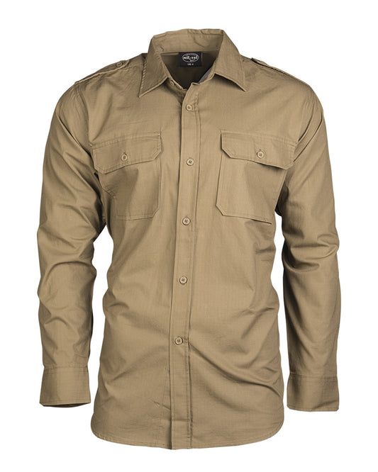 Cămașă de Campanie Mil-Tec – 100% Bumbac Rip-Stop, Coyote
