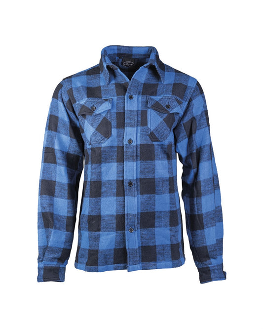 Cămașă Flanel Mil-Tec Rodeo – 100% Bumbac, 330 g/m², Albastru/Negru