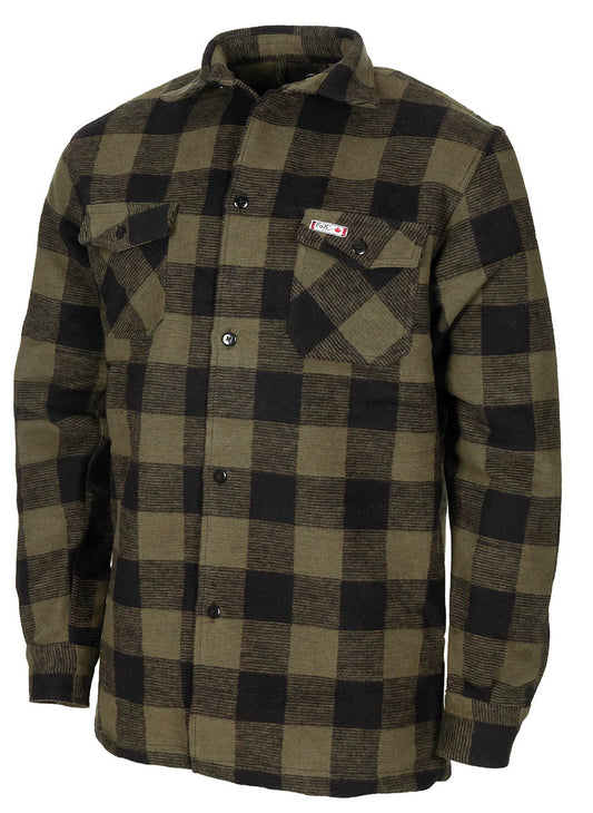 Cămașă Holzfäller Oliv-Negru FoxOutdoor - Flanel Gros, Spate Dublat