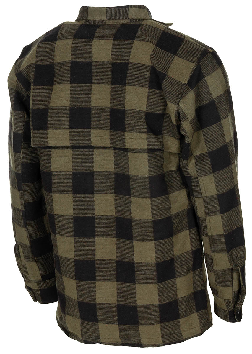 Cămașă Holzfäller Oliv-Negru FoxOutdoor - Flanel Gros, Spate Dublat