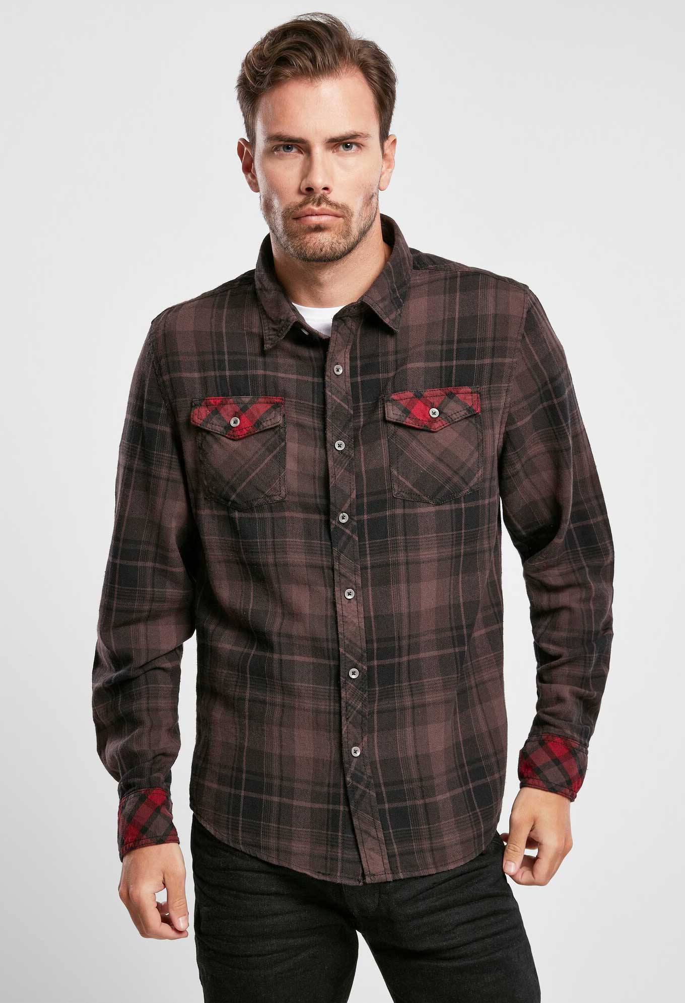 Camasa In Carouri Duncan Long Sleeve Brown/Black Checkered Brandit - Stil si Durabilitate