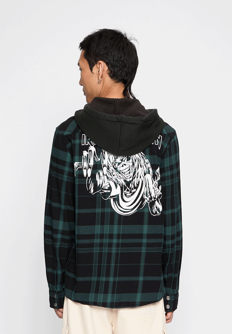 Camasa In Carouri Iron Maiden Sweathood Eddy Black/Green Brandit - Stil Autentic si Confort