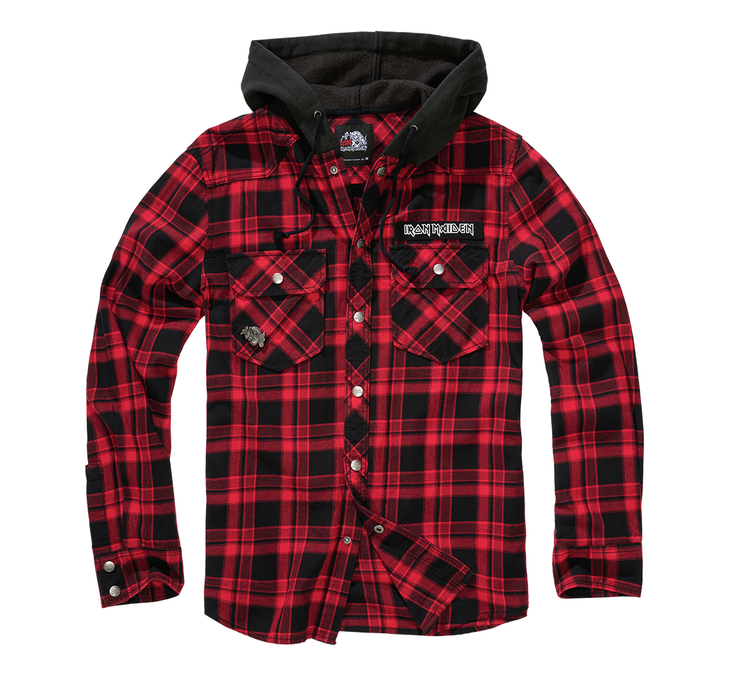 Camasa In Carouri Iron Maiden Sweathood Eddy Dark Red/Black Brandit - Atitudine