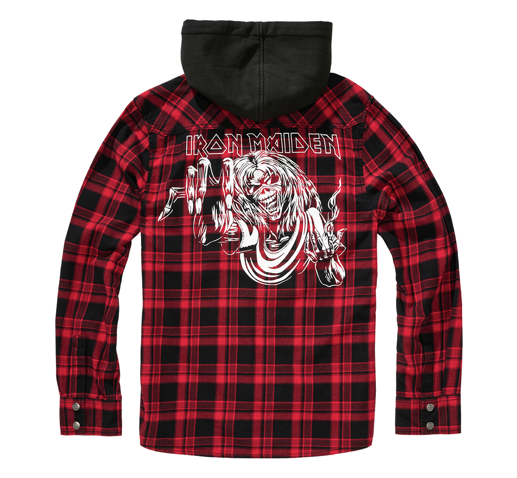 Camasa In Carouri Iron Maiden Sweathood Eddy Dark Red/Black Brandit - Atitudine