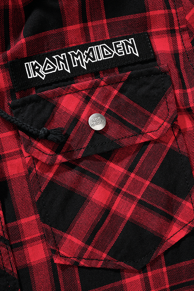 Camasa In Carouri Iron Maiden Sweathood Eddy Dark Red/Black Brandit - Atitudine