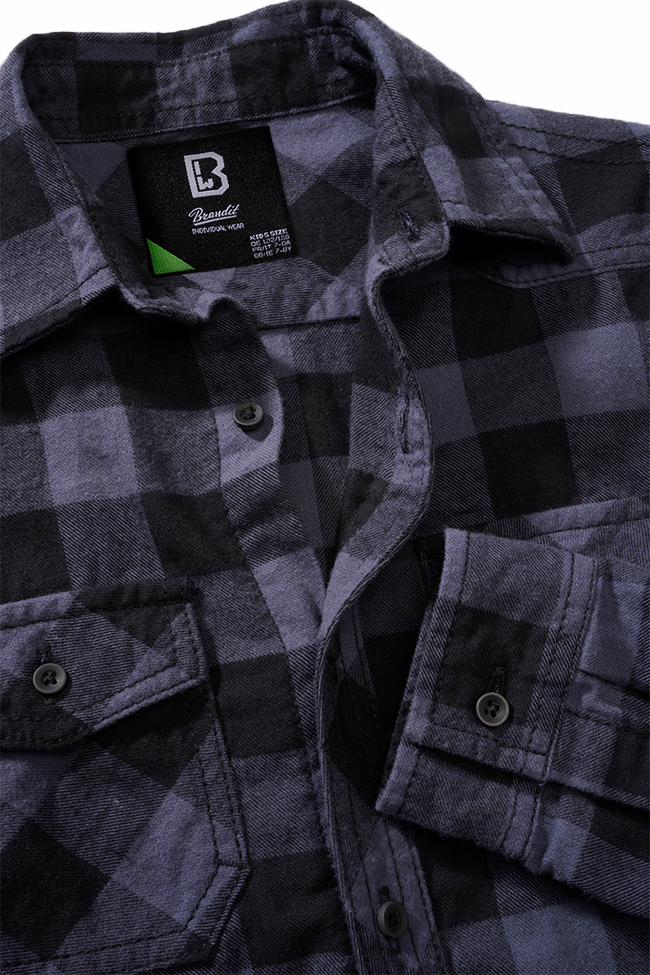 Camasa In Carouri Long Sleeve Black/Grey Gingham Copii Brandit - Confort si Stil Zilnic