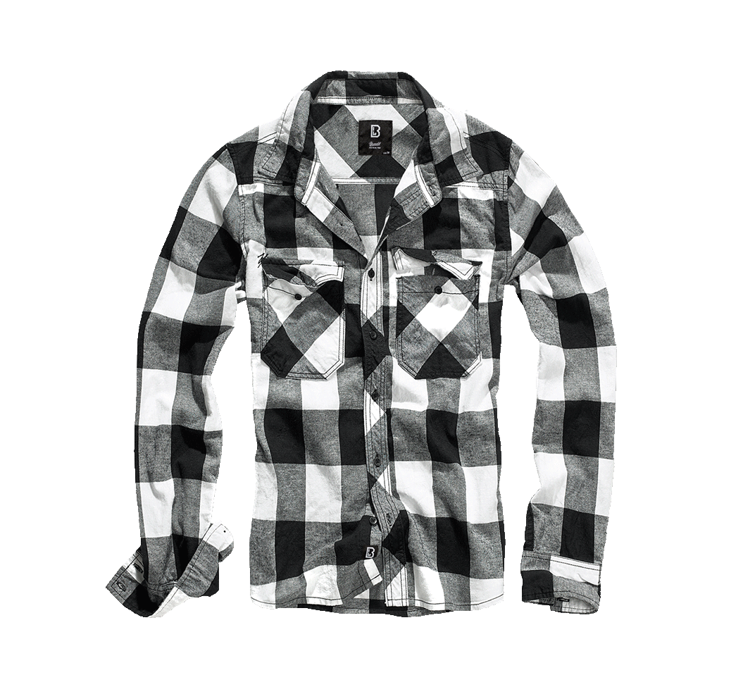 Camasa In Carouri Long Sleeve White/Black Checkered Brandit - Confort
