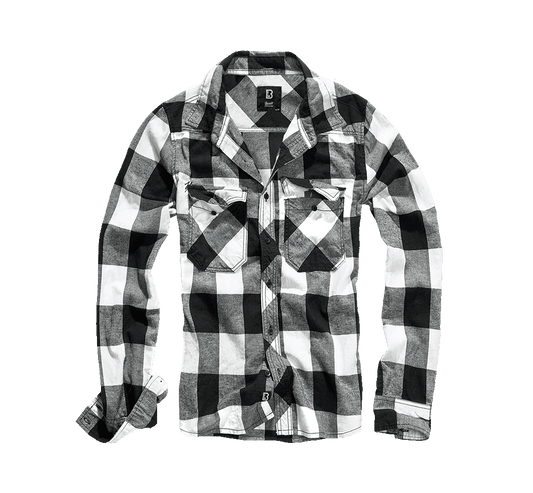 Camasa In Carouri Long Sleeve White/Black Checkered Brandit - Confort