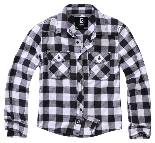 Camasa In Carouri Long Sleeve White/Black Checkered Copii Brandit - Versatilitate Zilnica