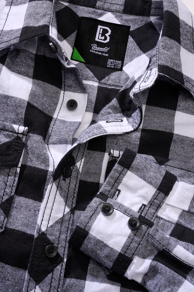 Camasa In Carouri Long Sleeve White/Black Checkered Copii Brandit - Versatilitate Zilnica