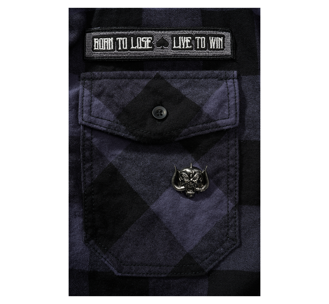 Camasa In Carouri Motörhead Long Sleeve Black/Grey Gingham Brandit - Stil Rebel Autentic