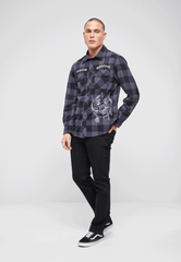 Camasa In Carouri Motörhead Long Sleeve Black/Grey Gingham Brandit - Stil Rebel Autentic