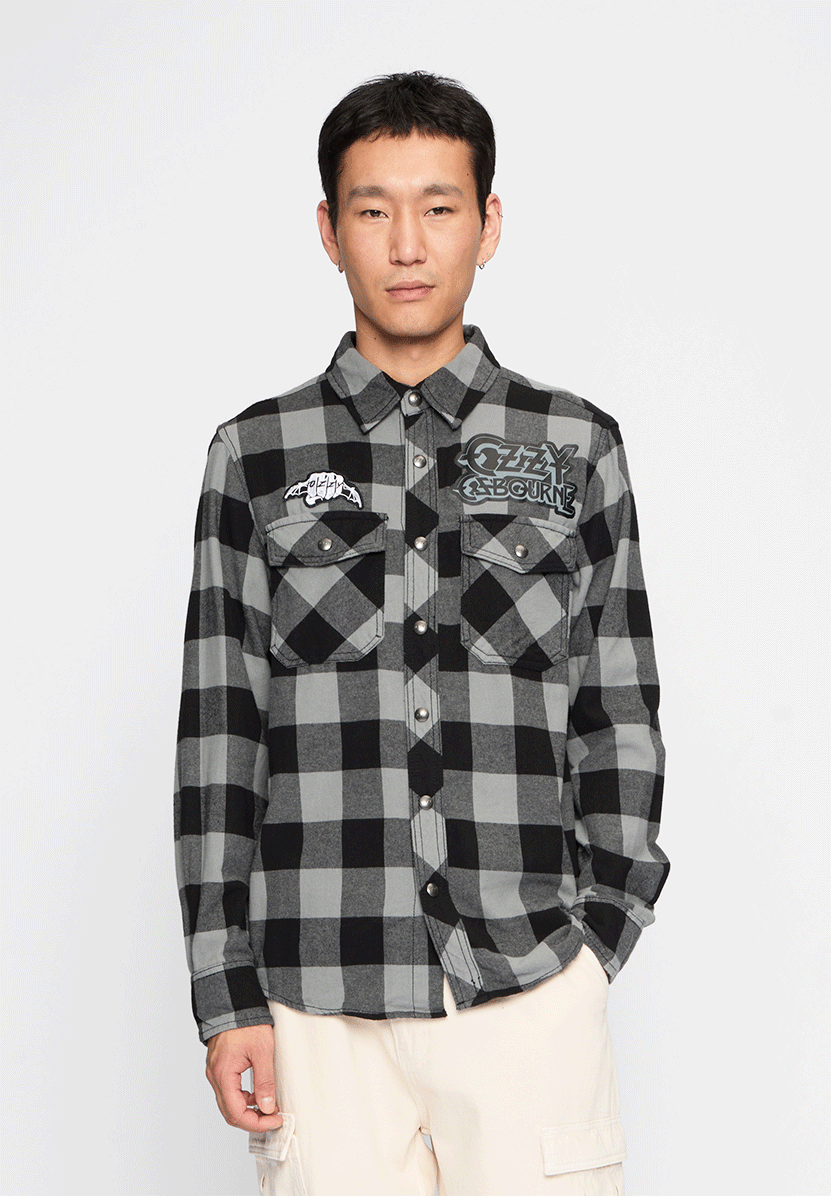 Camasa In Carouri Ozzy Long Sleeve Black/Charcoal Checkered Brandit - Stil Durabil