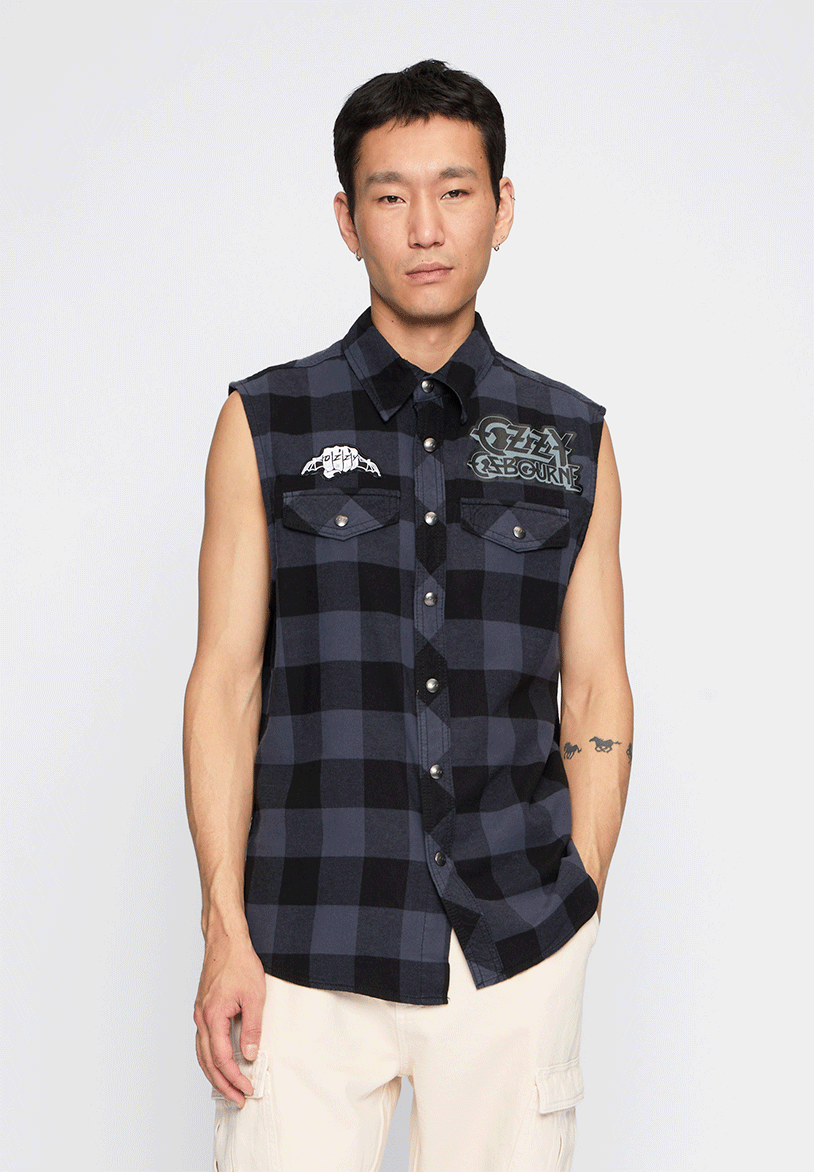 Camasa In Carouri Ozzy Sleeveless Black/Grey Checkered Brandit - Libertate in Miscare