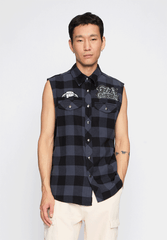 Camasa In Carouri Ozzy Sleeveless Black/Grey Checkered Brandit - Libertate in Miscare