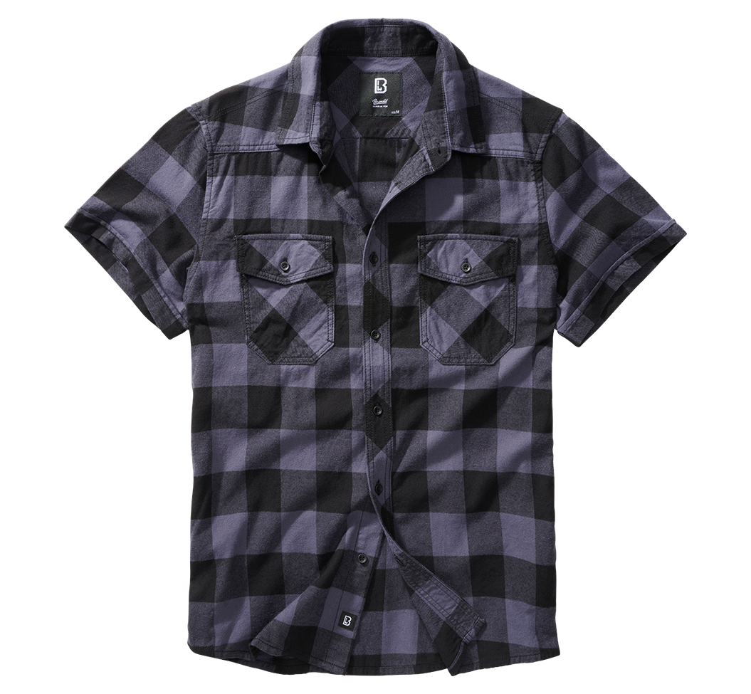 Camasa In Carouri Short Sleeve Black/Grey Gingham Brandit - Confort Lejer