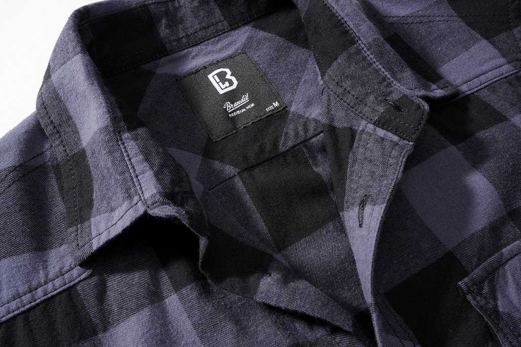 Camasa In Carouri Short Sleeve Black/Grey Gingham Brandit - Confort Lejer