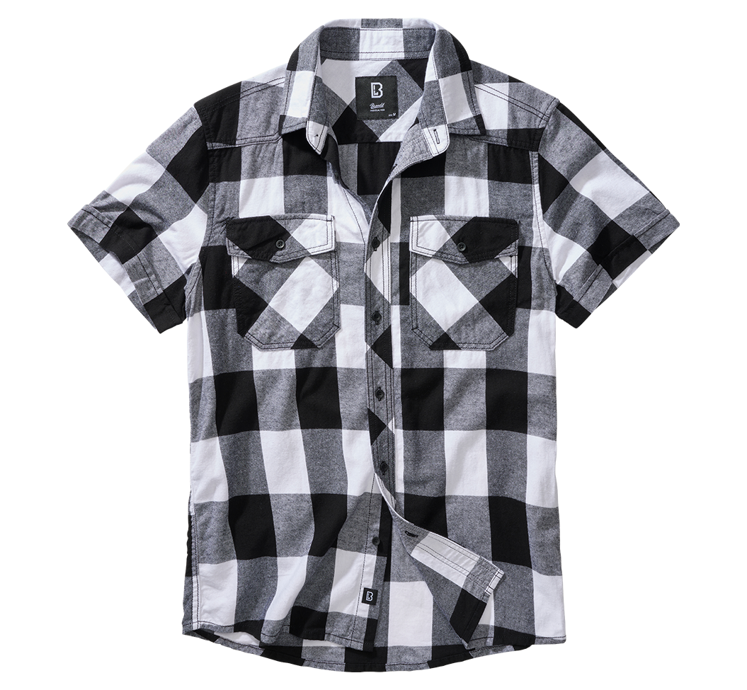 Camasa In Carouri Short Sleeve White/Black Checkered Brandit - Confort Zilnic