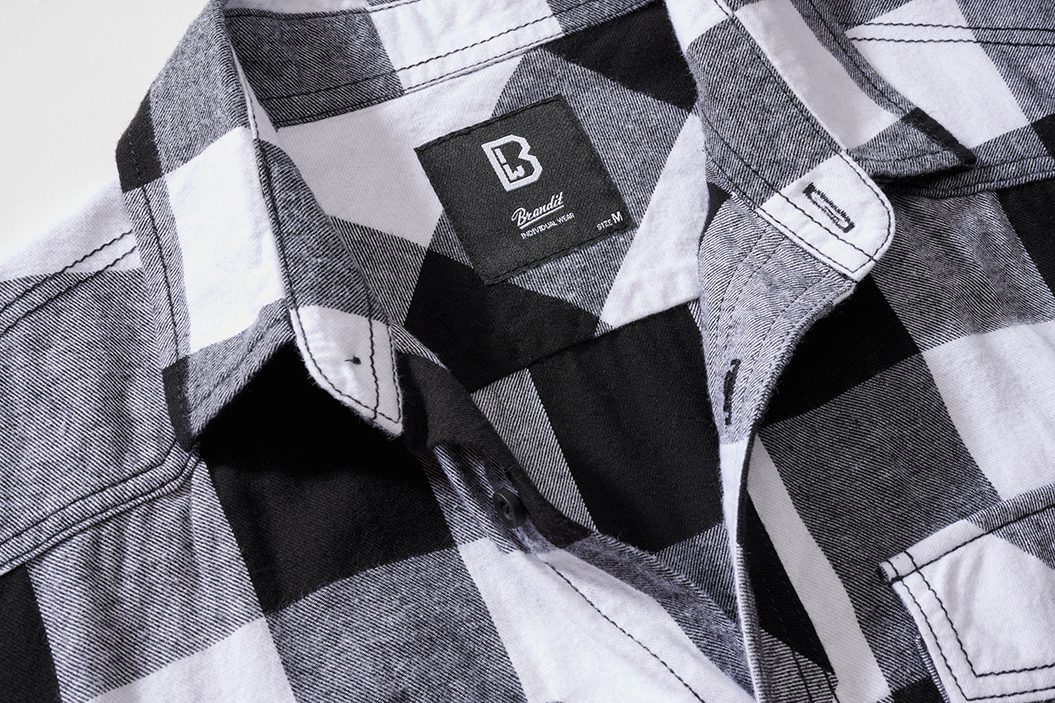 Camasa In Carouri Short Sleeve White/Black Checkered Brandit - Confort Zilnic