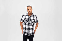 Camasa In Carouri Short Sleeve White/Black Checkered Brandit - Confort Zilnic