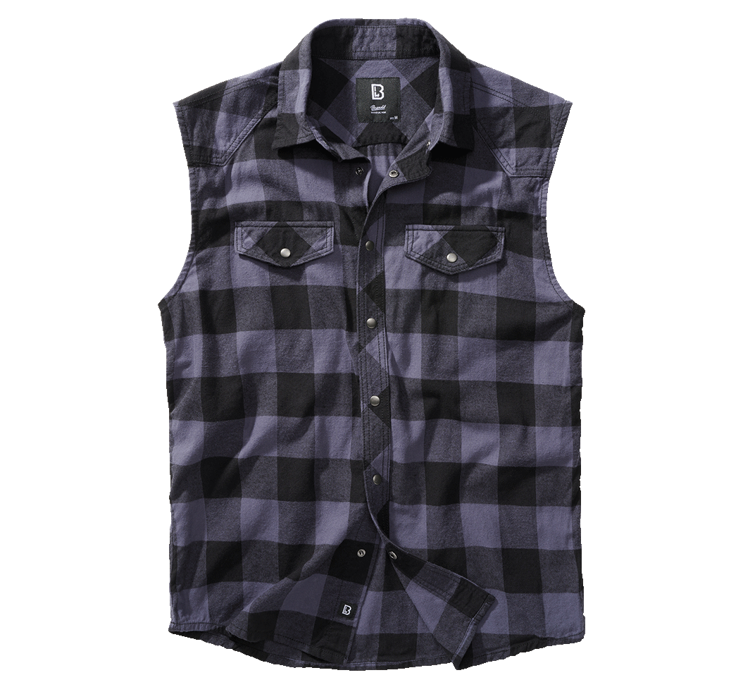Camasa In Carouri Sleeveless Black/Grey Gingham Brandit - Stil Urban Activ