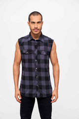 Camasa In Carouri Sleeveless Black/Grey Gingham Brandit - Stil Urban Activ