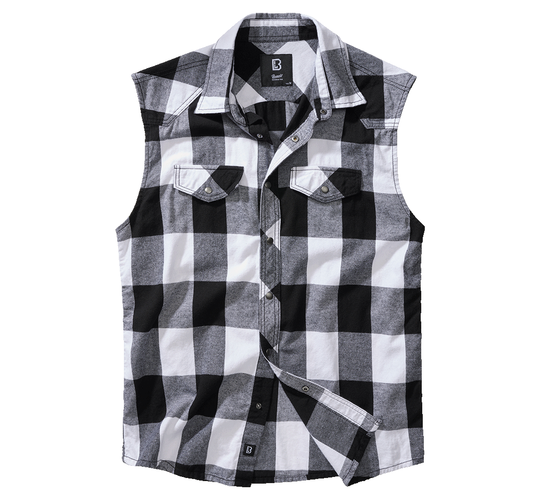 Camasa In Carouri Sleeveless White/Black Checkered Brandit - Stil Versatil Urban