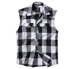 Camasa In Carouri Sleeveless White/Black Checkered Brandit - Stil Versatil Urban