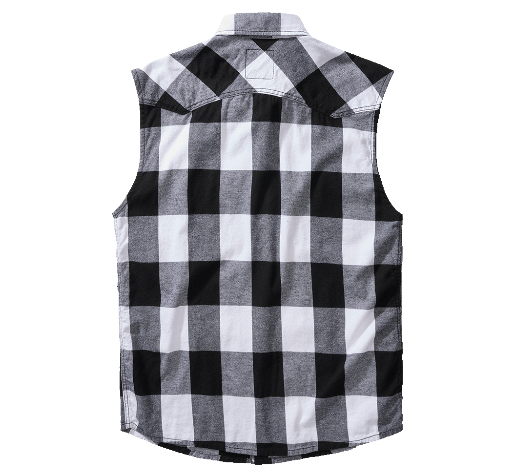 Camasa In Carouri Sleeveless White/Black Checkered Brandit - Stil Versatil Urban