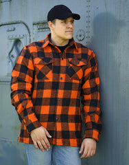 Cămașă Lumberjack Groasă Negru/Portocaliu Tactical - Căldură și Rezistență Autentică