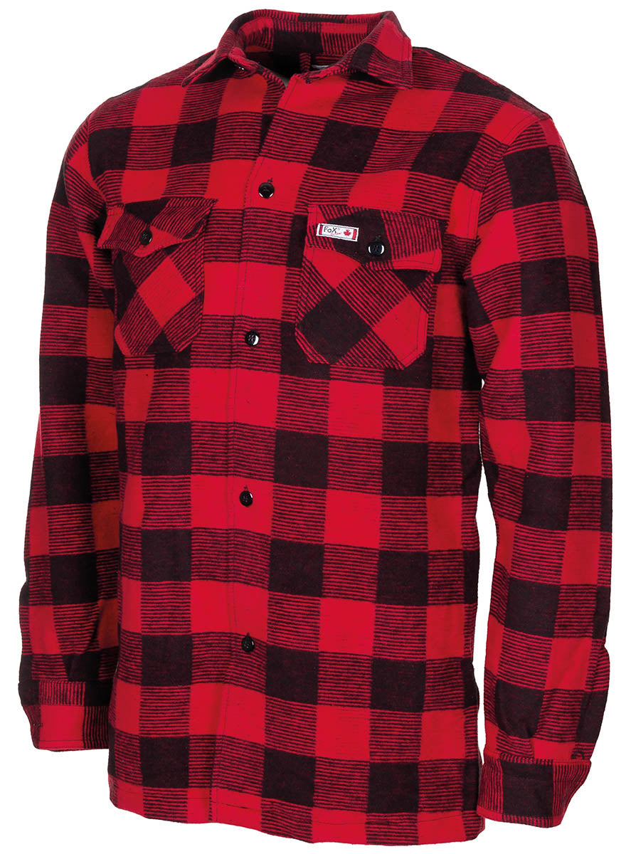 Cămașă Mânecă Lungă Flanel Carouri Roșu-Negru FoxOutdoor - Gros, Tip Jachetă
