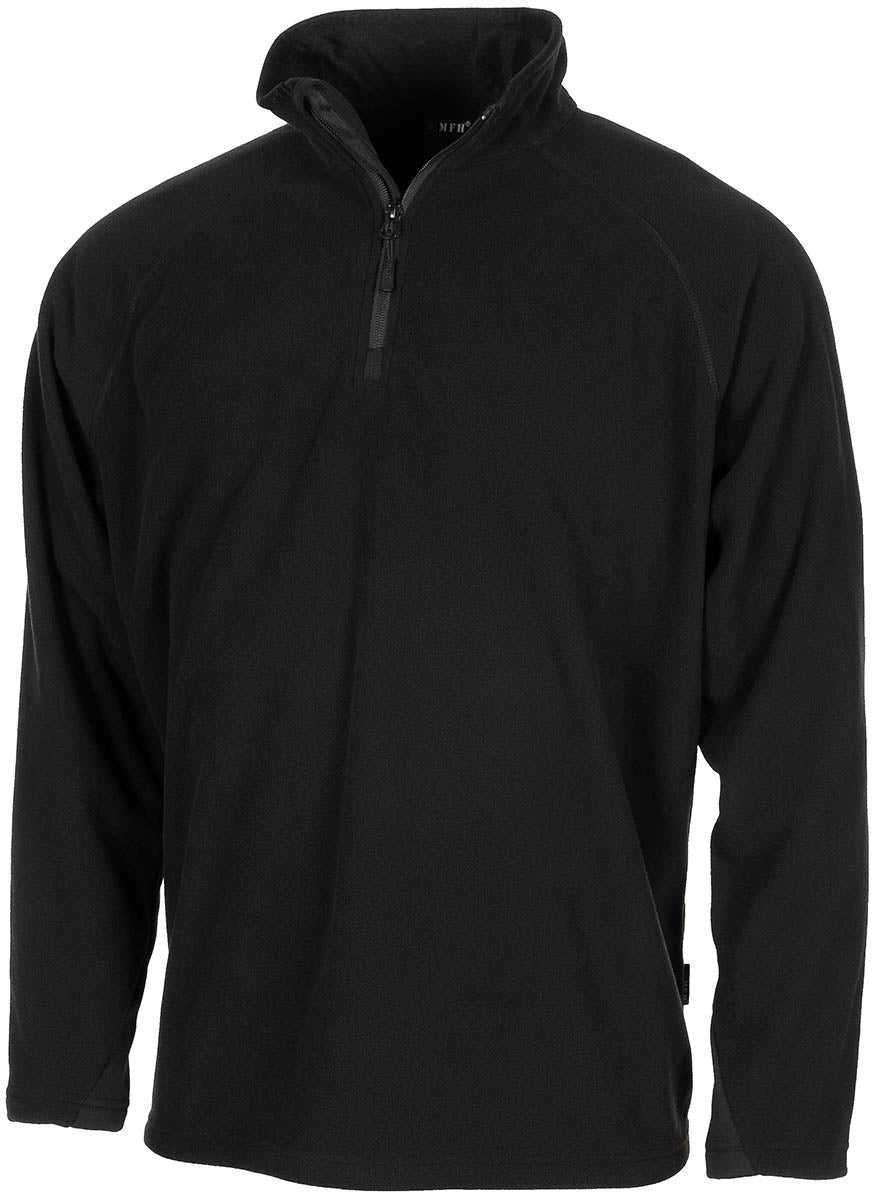Cămașă Mânecă Lungă Troyer Microfleece Negru MFH - 200 g/m², 100% Poliester